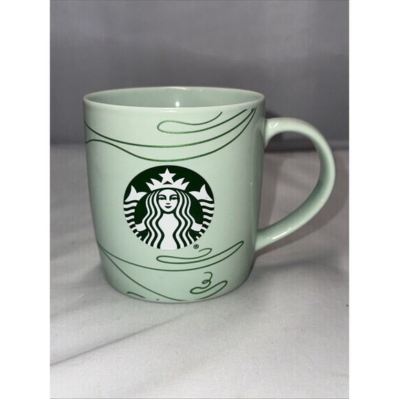 2020 Starbucks Green Siren Logo Mug Mint Green Logo Coffee Cup Mermaid 12 oz. - Picture 1 of 6
